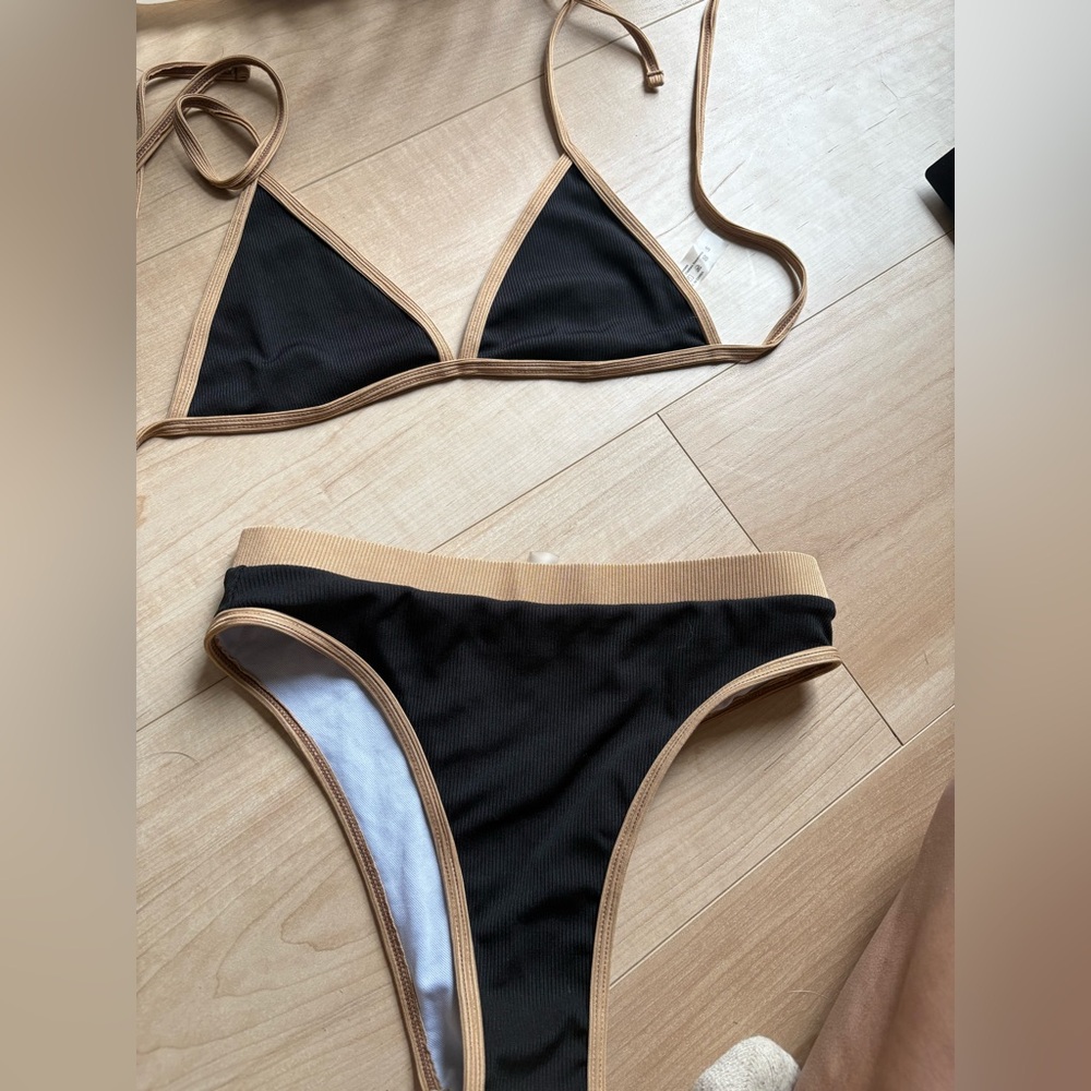 Black and Tan Bikini Set